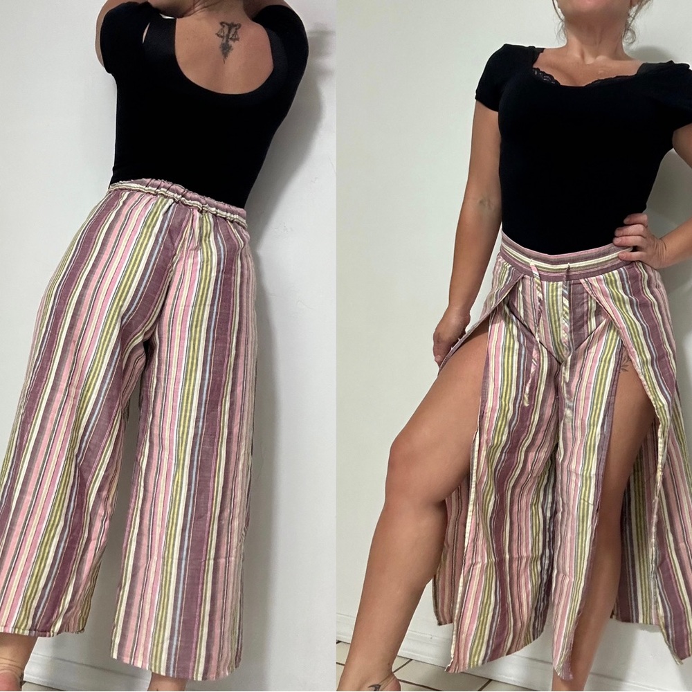 Express Striped Multi-Color Women's Split leg wide leg pants